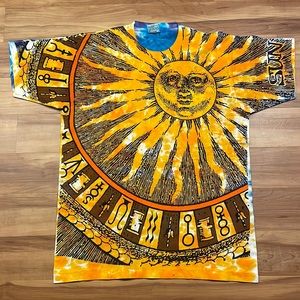 Vintage Liquid Blue Sun and Moon shirt